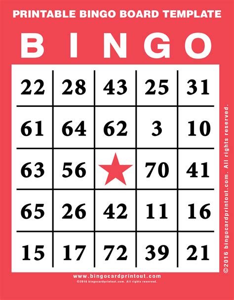 Bingo Board Template