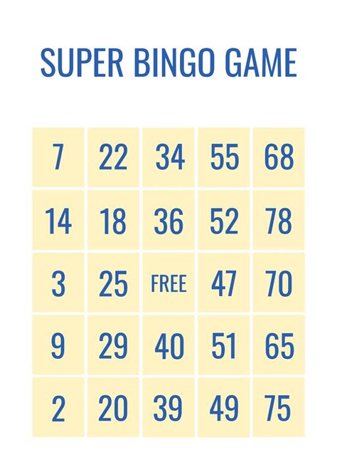 Bingo Game Card Template