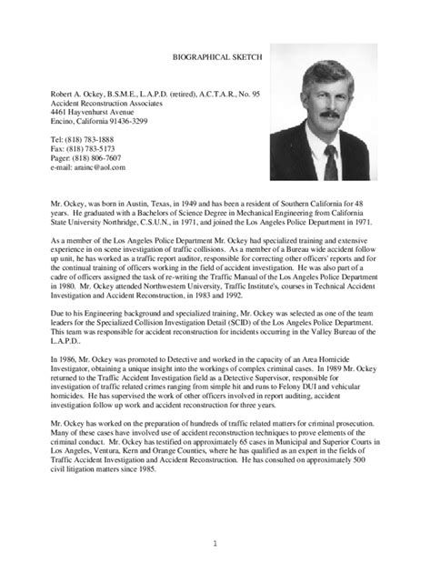 Biographical Sketch Template