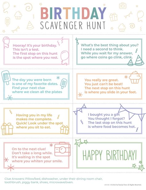 Birthday Present Scavenger Hunt Printable