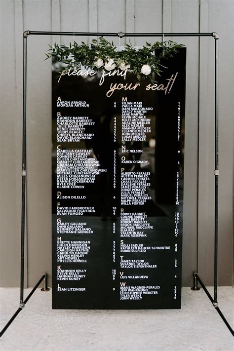 Black And White Wedding Seating Chart