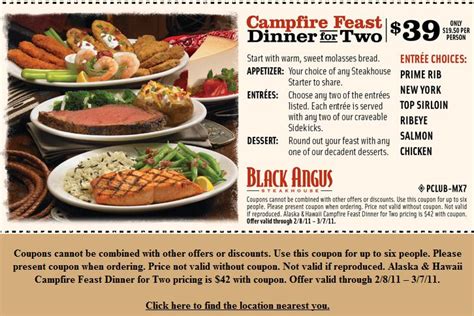 Black Angus Restaurant Coupons Printable