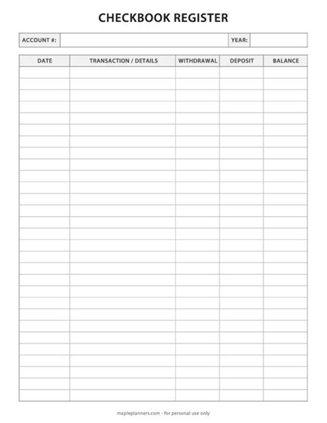 Blank Checkbook Template