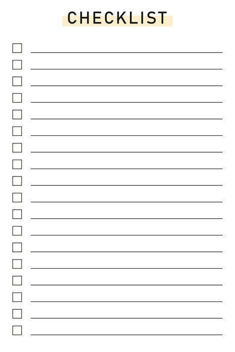Blank Checklist Template