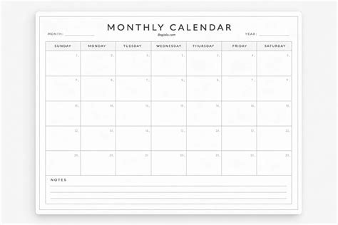 Blank Free Printable Monthly Calendar