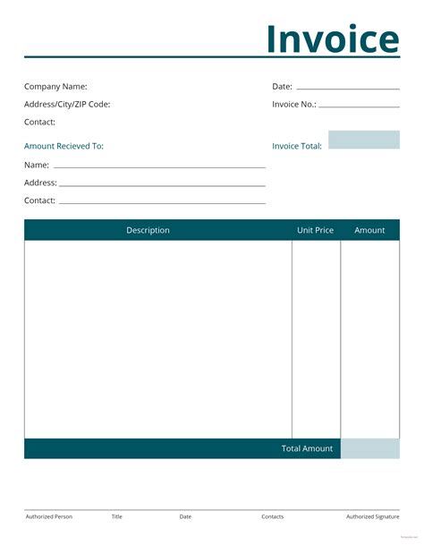 Blank Invoice Template Free