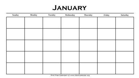 Blank January Calendar Printable