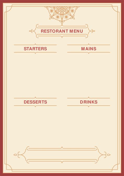 Blank Menu Template