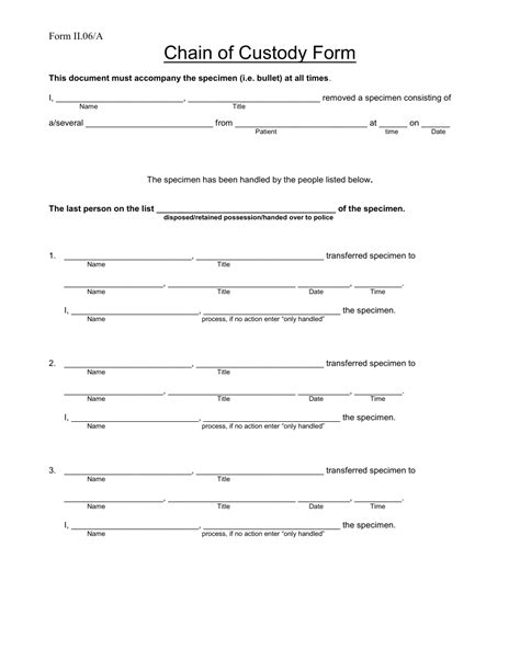 Blank Printable Chain Of Custody Form