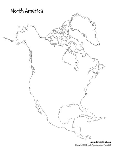 Blank Printable Map Of North America