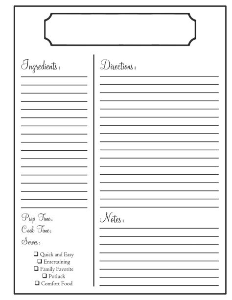 Blank Recipe Book Template