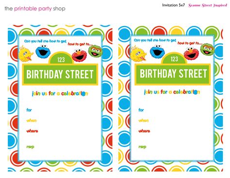 Blank Template Blank Sesame Street Invitations