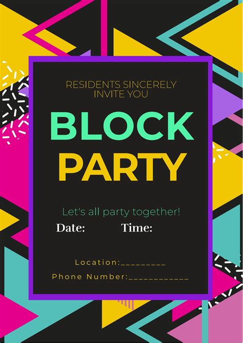Block Party Invitation Template Free