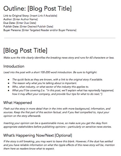 Blog Post Writing Template