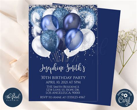 Blue Birthday Invitation Templates Free