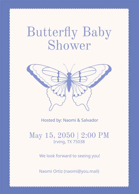 Blue Butterfly Invitation Template