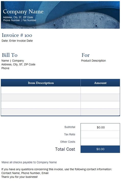 Blue Invoice Template