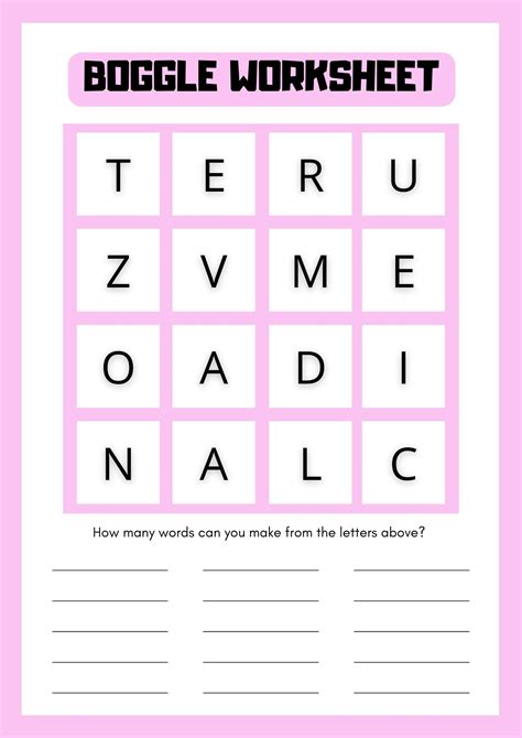 Boggle Printable Boards