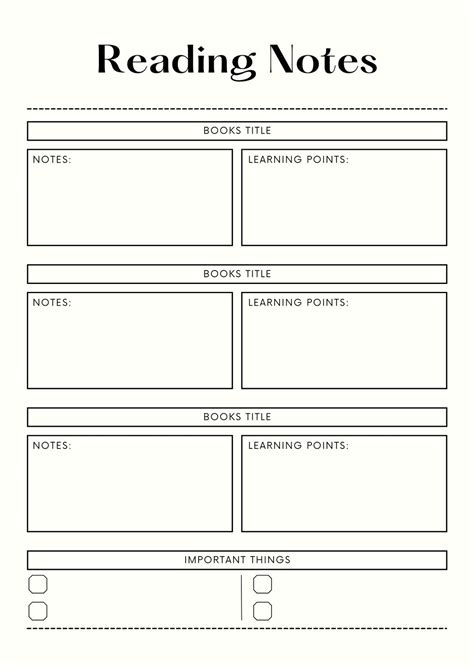 Book Notes Template