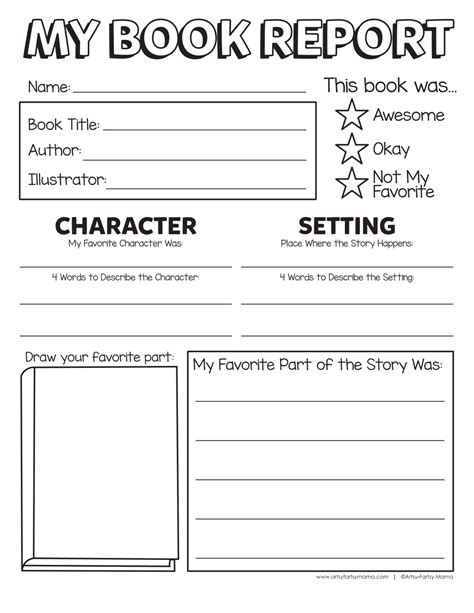 Book Report Template 2nd Grade