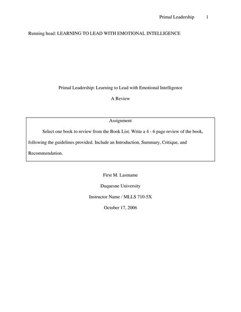 Book Review Apa Format Template