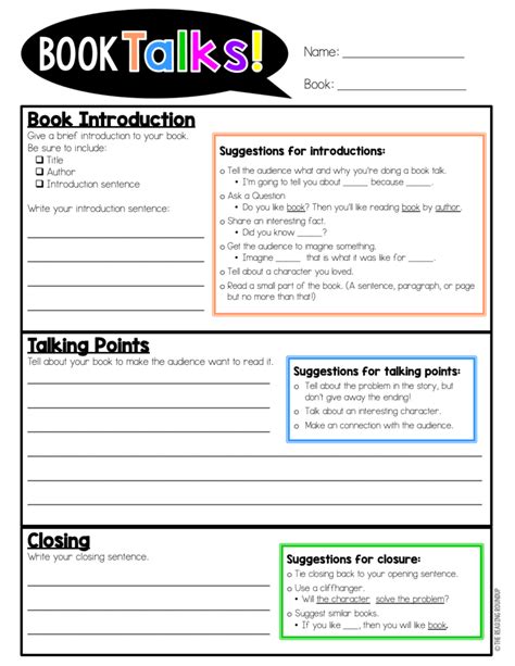 Book Talk Template