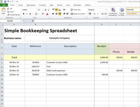 Bookkeeping For A Small Business Template