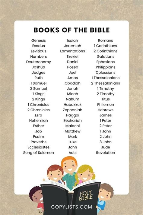 Books Of The Bible Printable Free List