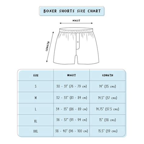 Boxer Shorts Size Chart