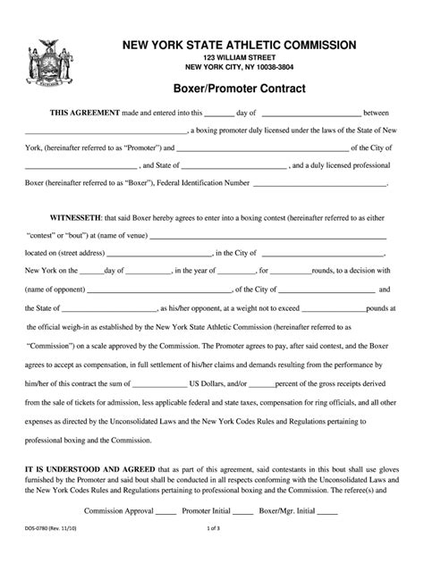 Boxing Contract Template