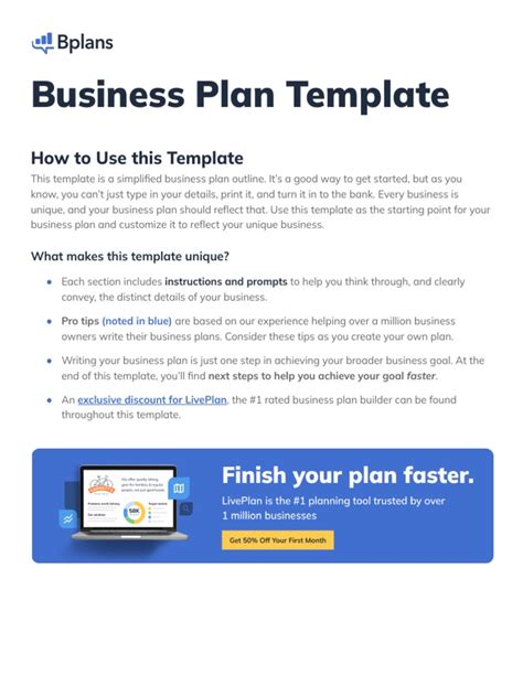 Bplans Business Plan Template