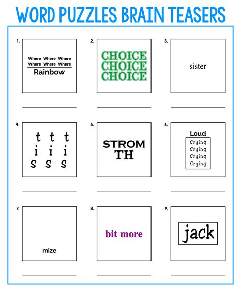 Brain Teaser Picture Puzzles Printable