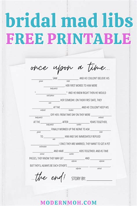 Bridal Mad Libs Free Printable