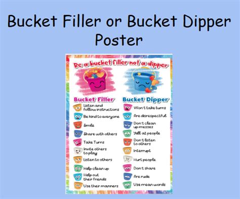 Bucket Filler Vs Dipper Poster Printable Free