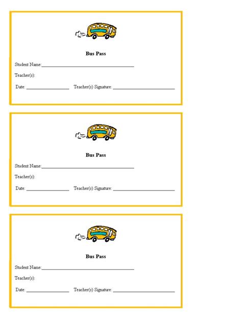 Bus Pass Template
