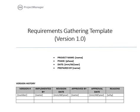 Business Analyst Requirements Gathering Template