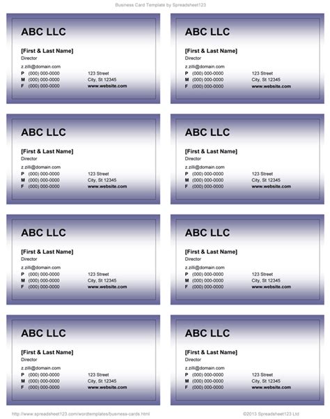 Business Card Templates In Word