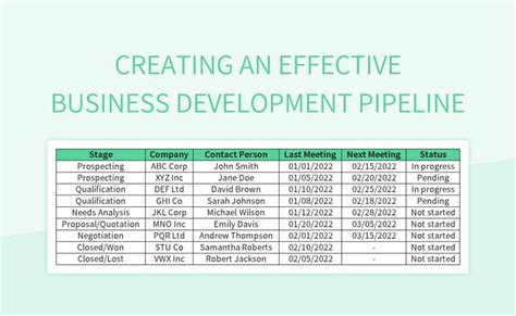 Business Development Pipeline Template