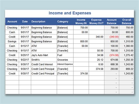 Business Expenses Spreadsheet Template