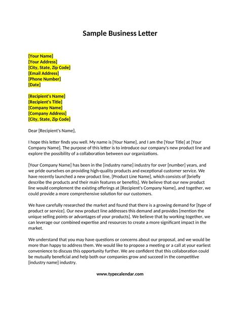 Business Letter Template Example