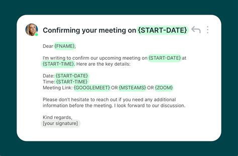 Business Meeting Confirmation Email Template