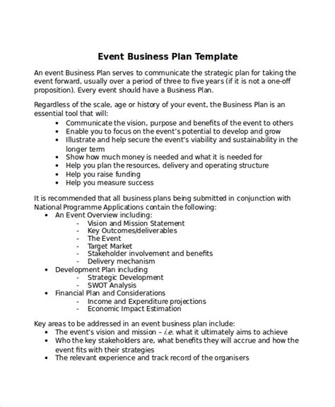 Business Plan Template For Event Venue