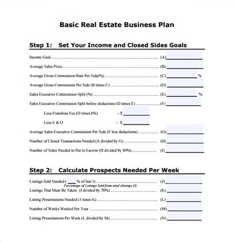 Business Plan Template For Real Estate