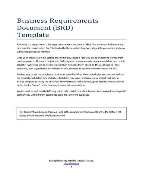 Business Requirements Document Template