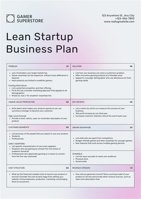 Business Startup Plan Template
