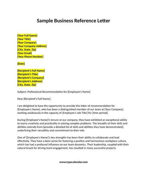 Business To Business Reference Letter Template