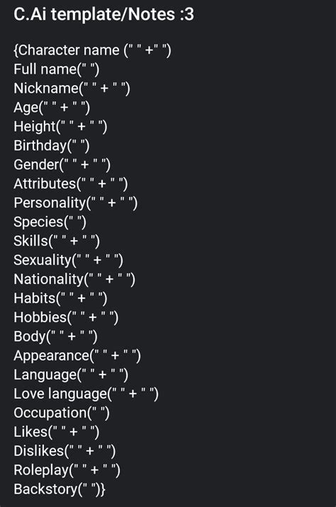 C Ai Character Template