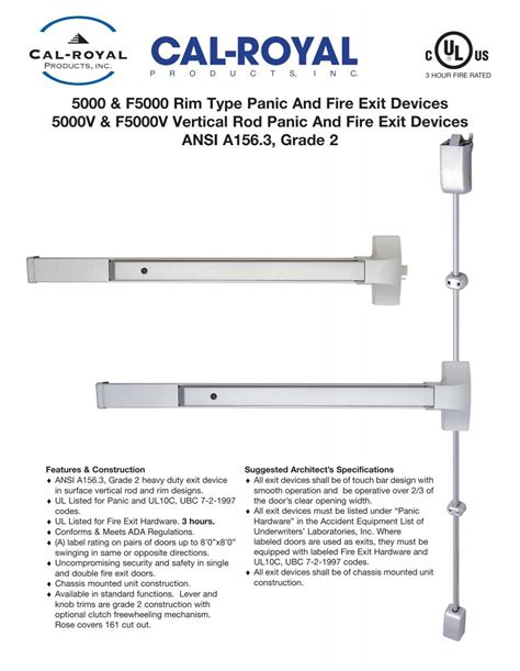Cal Royal Exit Device Catalog