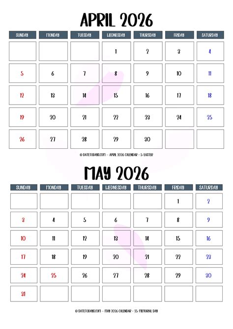 Calendar For April And May 2013 Printable