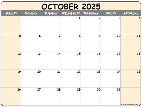Calendar Printable October